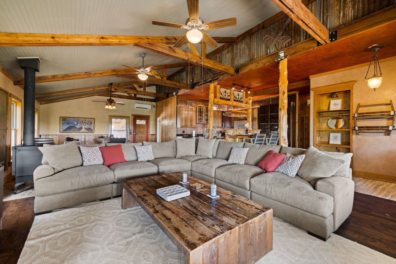 The living rooms inside our direct vacation rentals in Dripping Springs