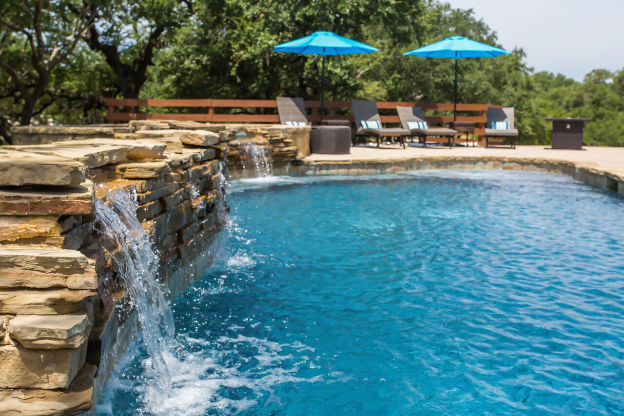Enjoy the pool at our Dripping Springs luxury rentals