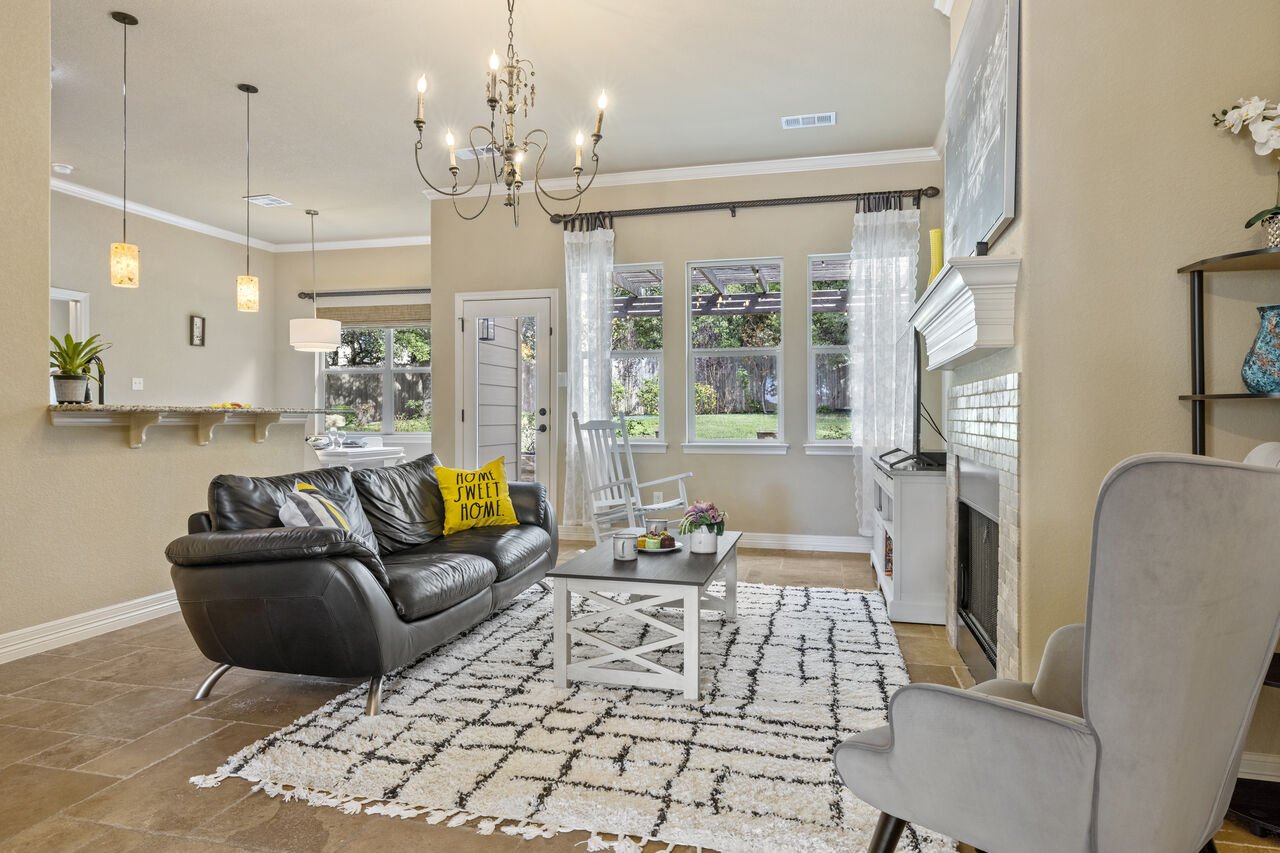 The living room in one of our Founders Day Festival vacation rentals