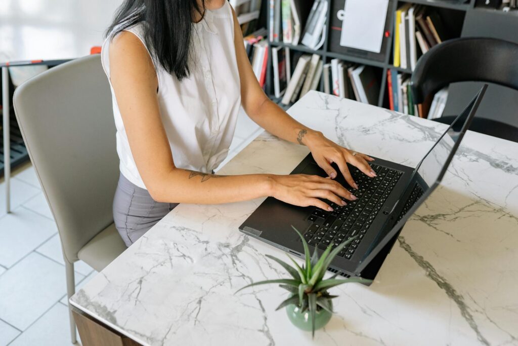 A person using a laptop
